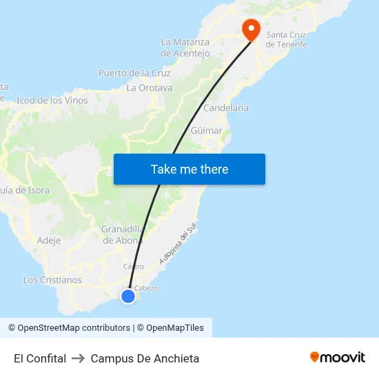 El Confital to Campus De Anchieta map