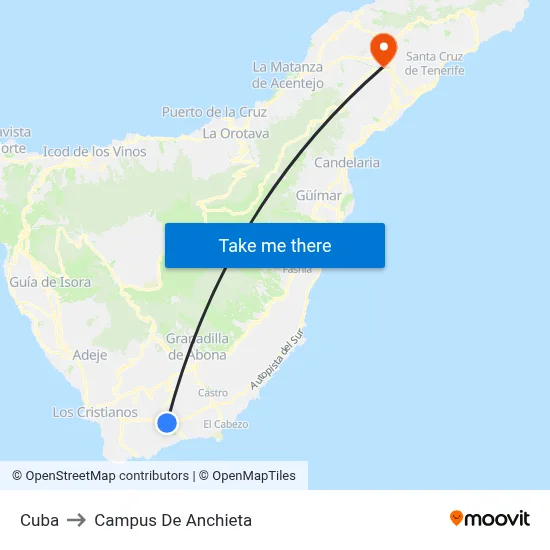 Cuba to Campus De Anchieta map