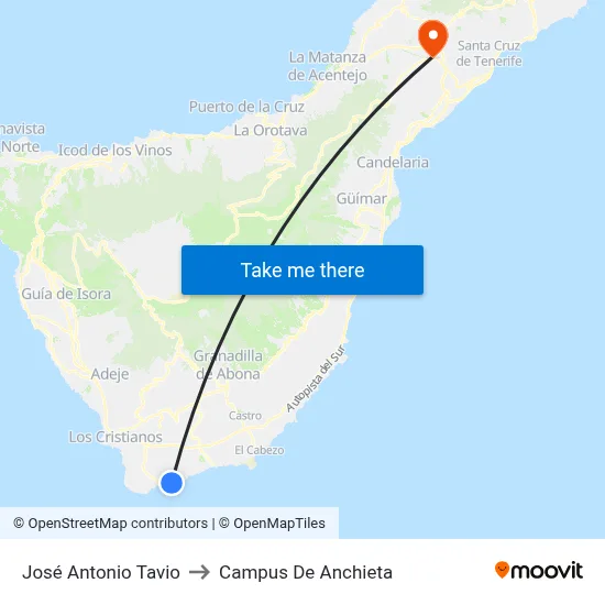 José Antonio Tavio to Campus De Anchieta map