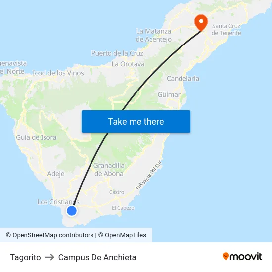 Tagorito to Campus De Anchieta map