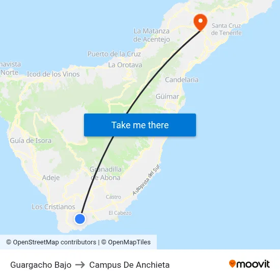 Guargacho Bajo to Campus De Anchieta map