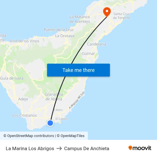 La Marina  Los Abrigos to Campus De Anchieta map