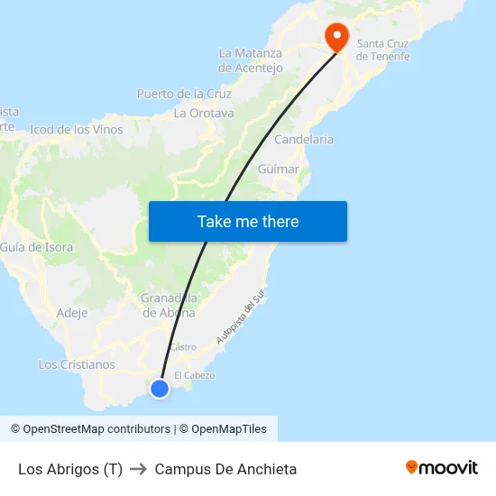 Los Abrigos (T) to Campus De Anchieta map