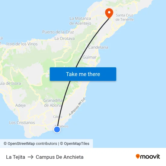 La Tejita to Campus De Anchieta map