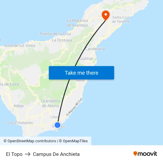 El Topo to Campus De Anchieta map