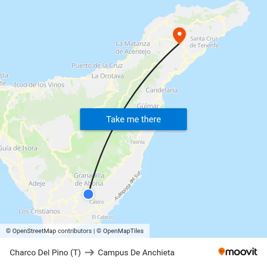 Charco Del Pino (T) to Campus De Anchieta map