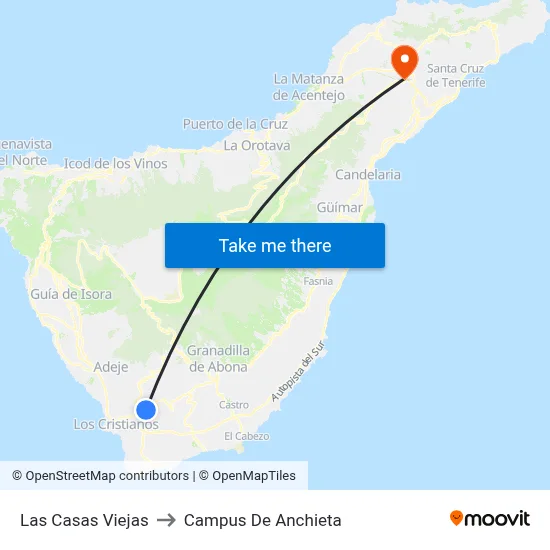 Las Casas Viejas to Campus De Anchieta map
