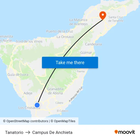Tanatorio to Campus De Anchieta map