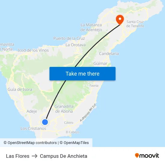 Las Flores to Campus De Anchieta map