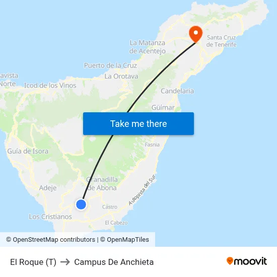 El Roque (T) to Campus De Anchieta map