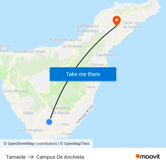 Tamaide to Campus De Anchieta map
