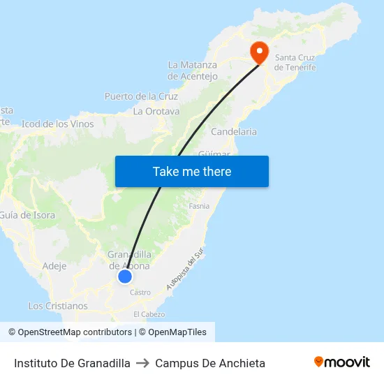 Instituto De Granadilla to Campus De Anchieta map