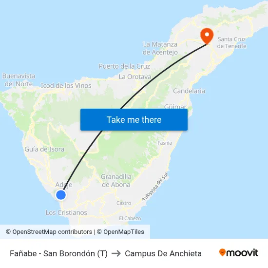 Fañabe - San Borondón (T) to Campus De Anchieta map