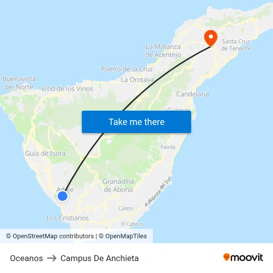 Oceanos to Campus De Anchieta map