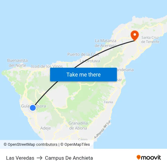 Las Veredas to Campus De Anchieta map