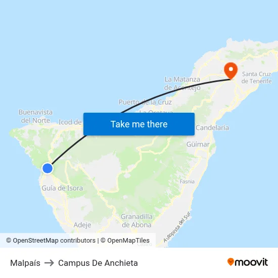Malpaís to Campus De Anchieta map