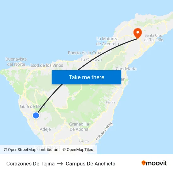 Corazones De Tejina to Campus De Anchieta map