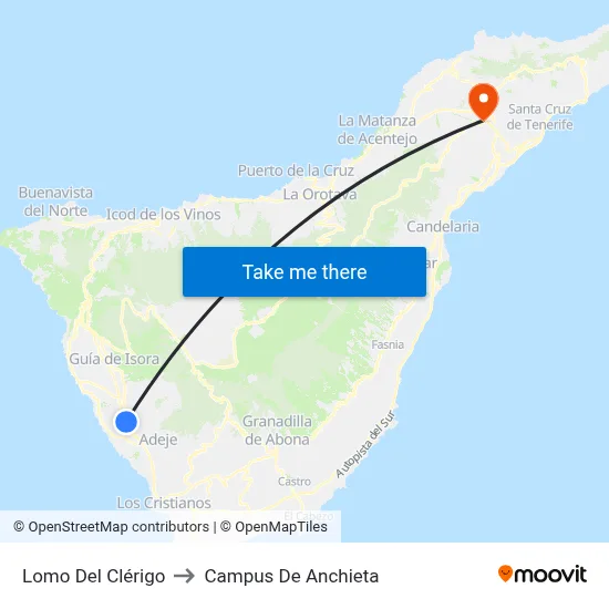 Lomo Del Clérigo to Campus De Anchieta map