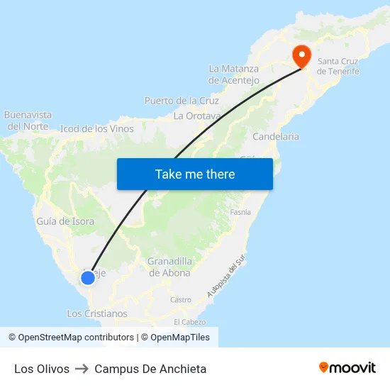Los Olivos to Campus De Anchieta map