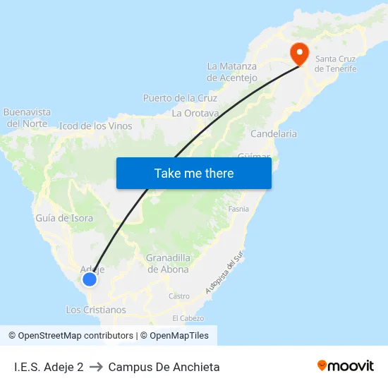 I.E.S. Adeje 2 to Campus De Anchieta map