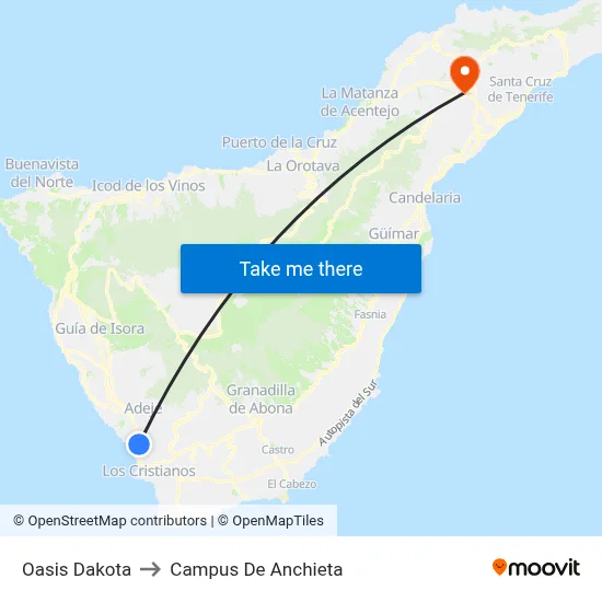 Oasis Dakota to Campus De Anchieta map