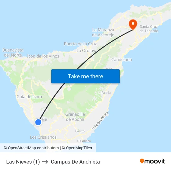 Las Nieves (T) to Campus De Anchieta map