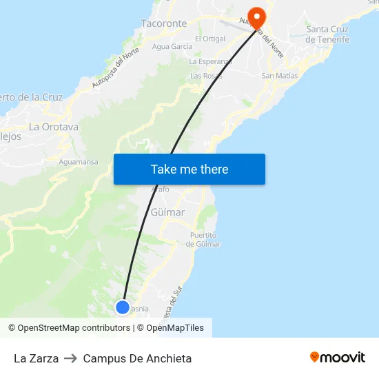 La Zarza to Campus De Anchieta map