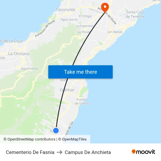 Cementerio De Fasnia to Campus De Anchieta map