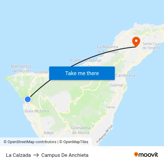 La Calzada to Campus De Anchieta map