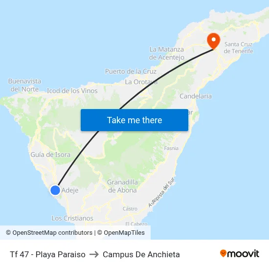 Tf 47 - Playa Paraiso to Campus De Anchieta map