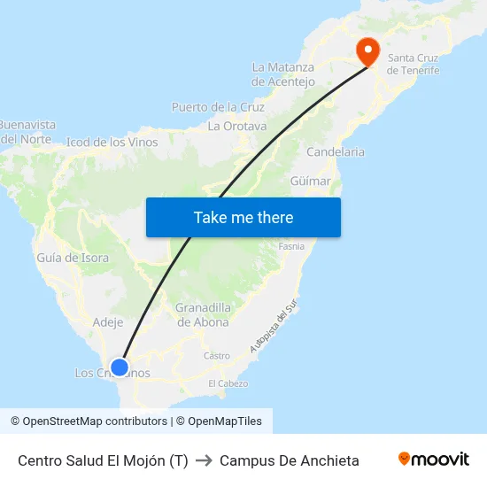 Centro Salud El Mojón (T) to Campus De Anchieta map