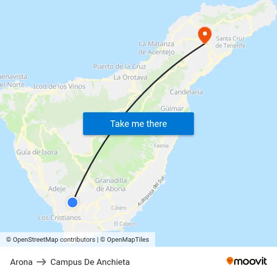 Arona to Campus De Anchieta map