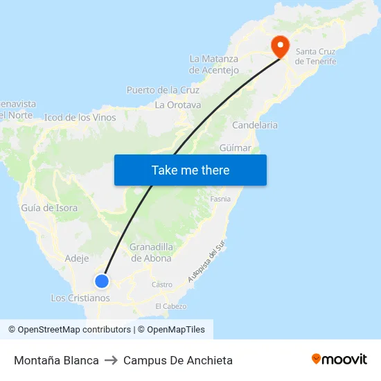 Montaña Blanca to Campus De Anchieta map