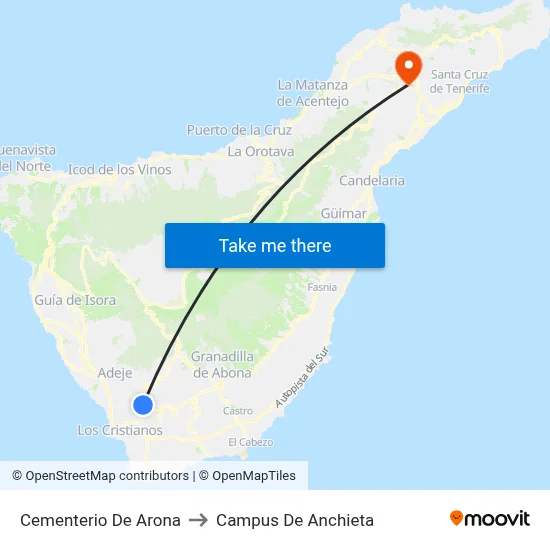 Cementerio De Arona to Campus De Anchieta map