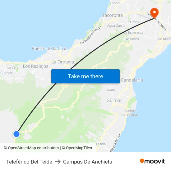 Teleférico Del Teide to Campus De Anchieta map