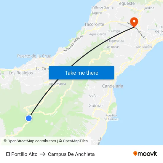 El Portillo Alto to Campus De Anchieta map