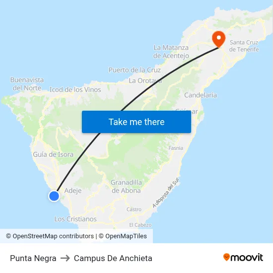 Punta Negra to Campus De Anchieta map
