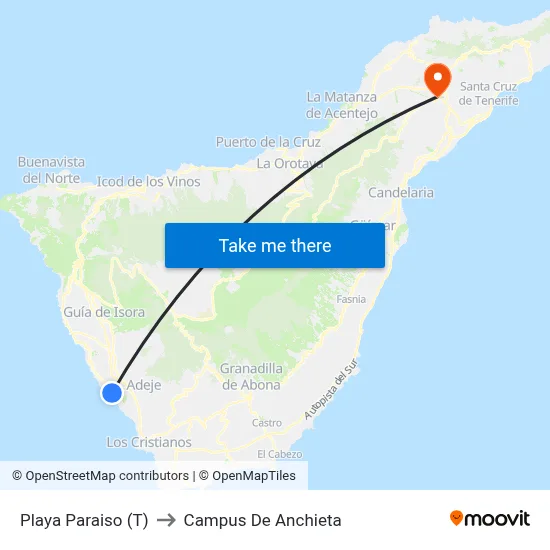 Playa Paraiso (T) to Campus De Anchieta map