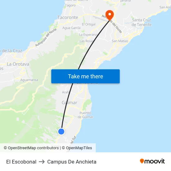 El Escobonal to Campus De Anchieta map