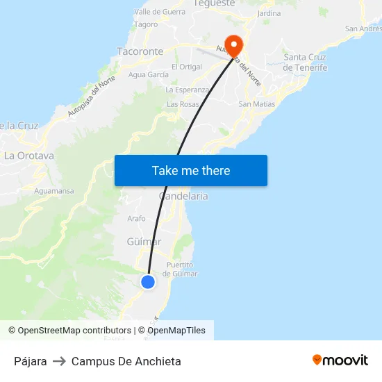Pájara to Campus De Anchieta map