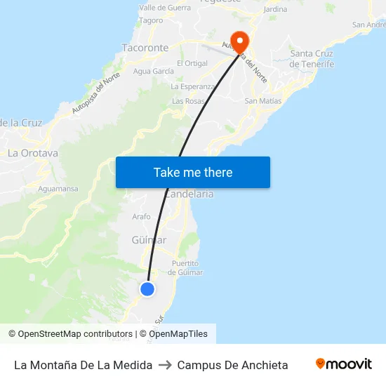 La Montaña De La Medida to Campus De Anchieta map