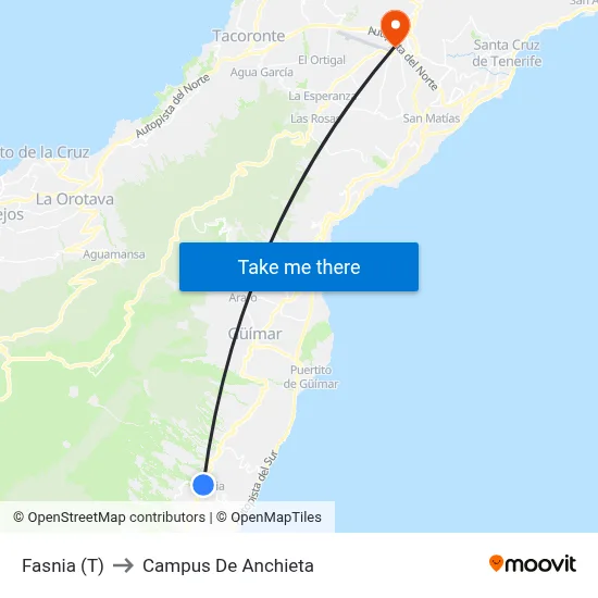 Fasnia (T) to Campus De Anchieta map