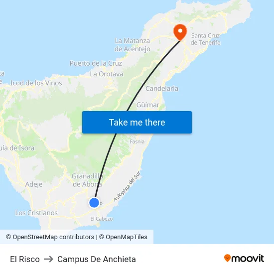 El Risco to Campus De Anchieta map