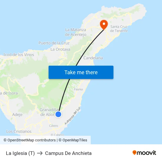 La Iglesia (T) to Campus De Anchieta map