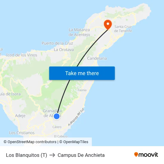 Los Blanquitos (T) to Campus De Anchieta map