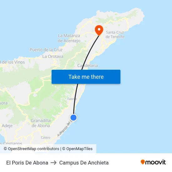 El Poris De Abona to Campus De Anchieta map