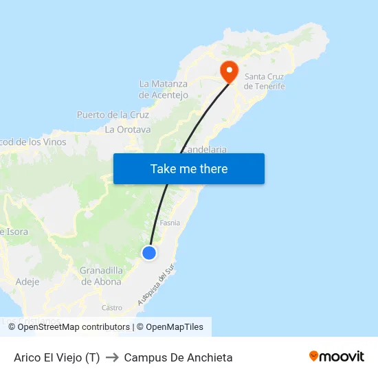 Arico El Viejo (T) to Campus De Anchieta map