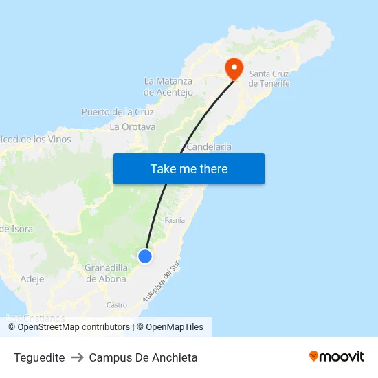 Teguedite to Campus De Anchieta map