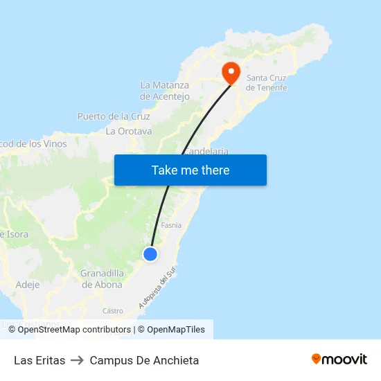 Las Eritas to Campus De Anchieta map