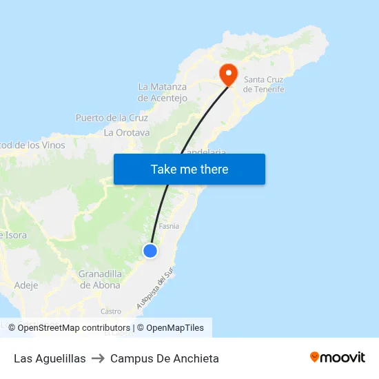 Las Aguelillas to Campus De Anchieta map